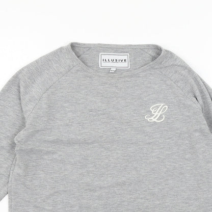 Illusive Boys Grey  Jersey Basic T-Shirt Size 11-12 Years