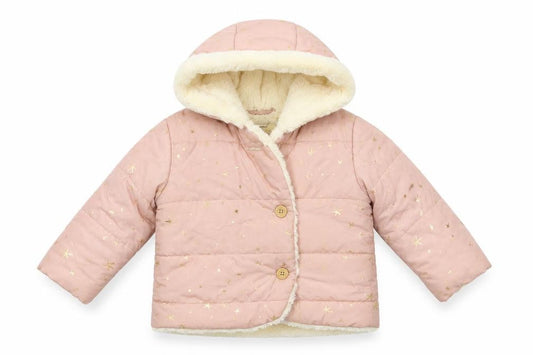 Front view of George Baby Pink Puffer Jacket Coat, size 9-12, Months