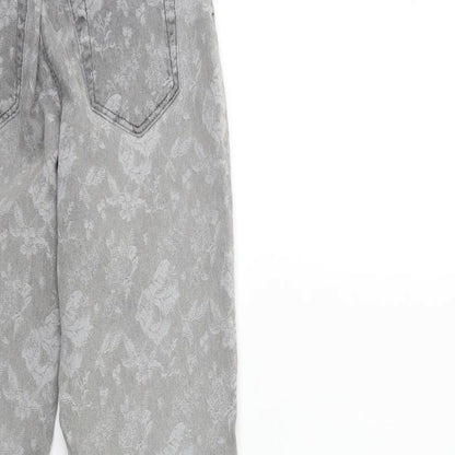 George Girls Grey Floral Denim Skinny Jeans Size 11-12 Years