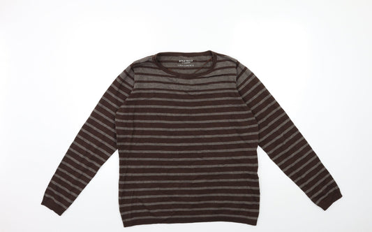 Stooker Womens Brown Striped  Pullover Jumper Size 14