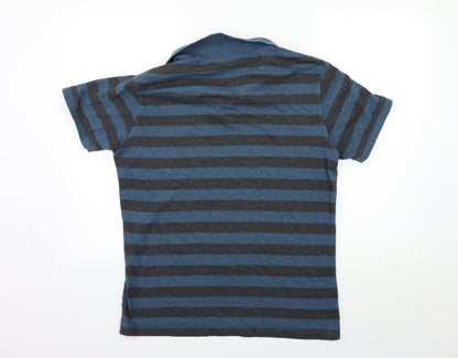 Cedar Wood State Mens Blue Striped   Polo Size M