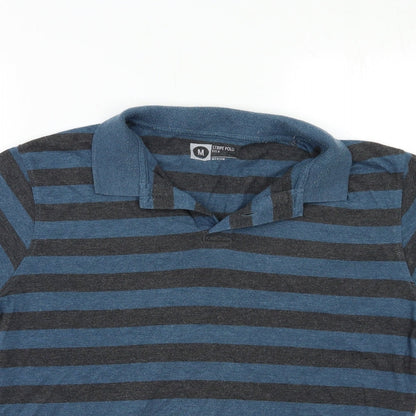 Cedar Wood State Mens Blue Striped   Polo Size M