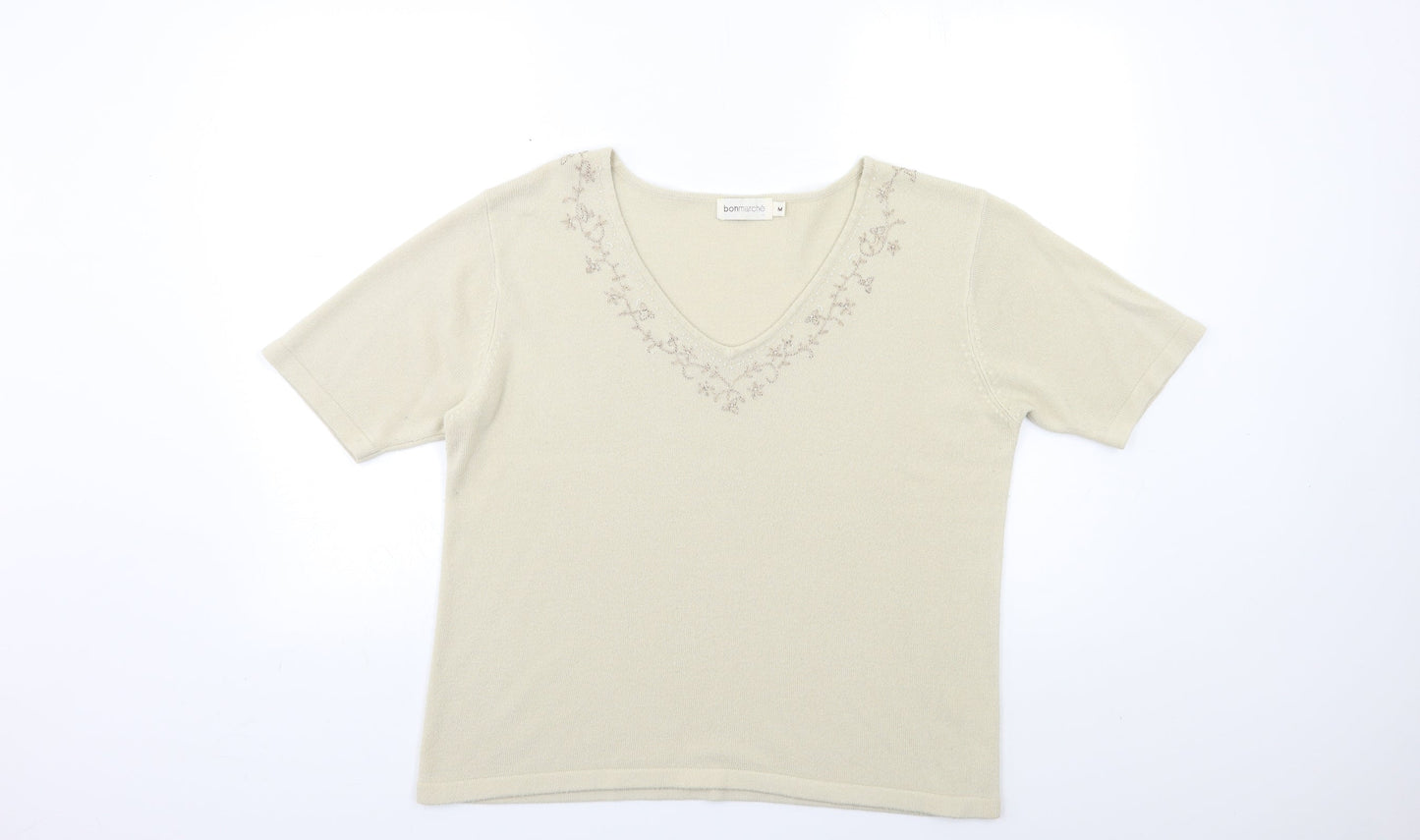 Womens UK Size M Bonmarché Beige Pullover Jumper