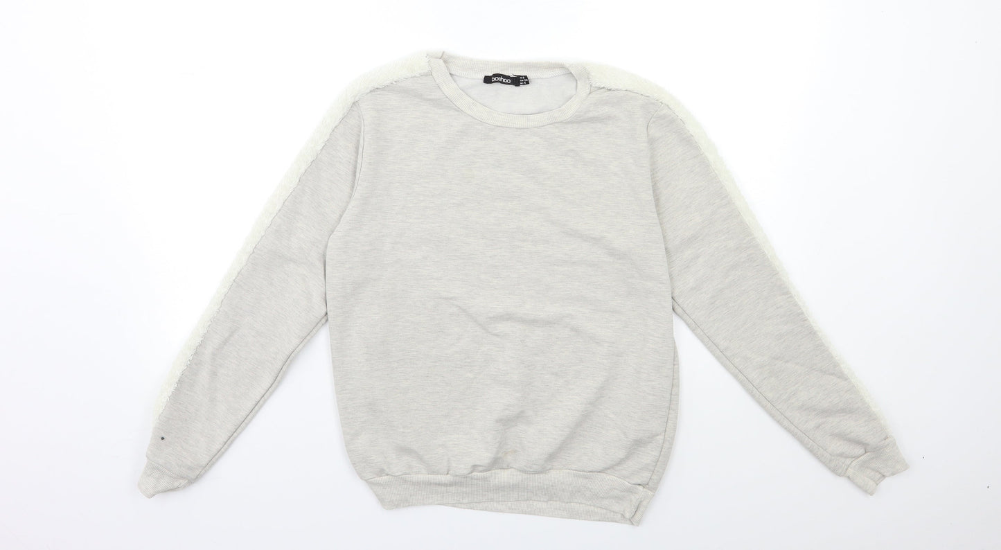 Boohoo Womens Grey   Pullover Sweatshirt Size 8