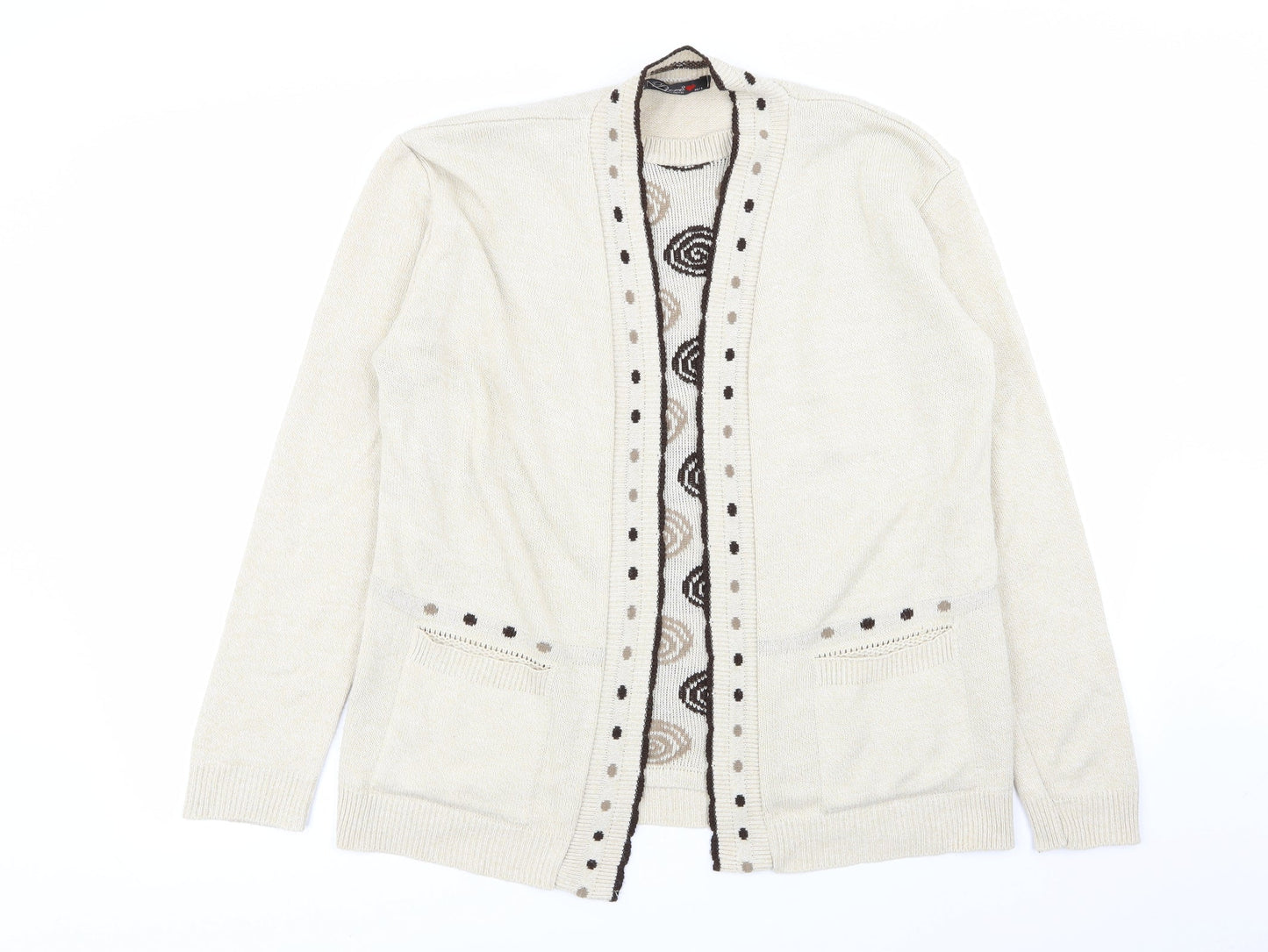 Womens UK Size M pure fashion Beige Cardigan Jumper