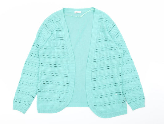Damart Womens Green Geometric  Cardigan Jumper Size 14