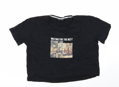 Womens UK Size L New Look Black Basic T-Shirt