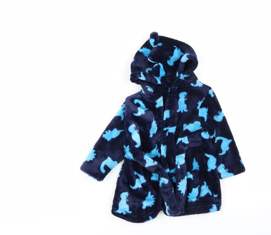 Asda George Boys Black Animal Print  Babydoll Robe Size 3-6 Months