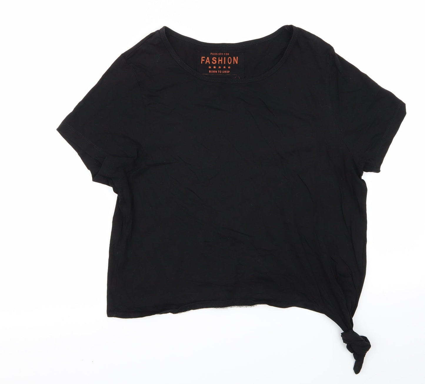 Womens UK Size 16 Fashion Black Basic T-Shirt