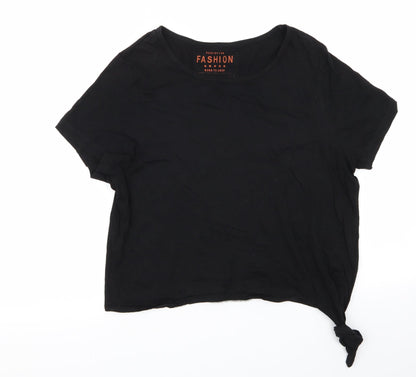 Womens UK Size 16 Fashion Black Basic T-Shirt