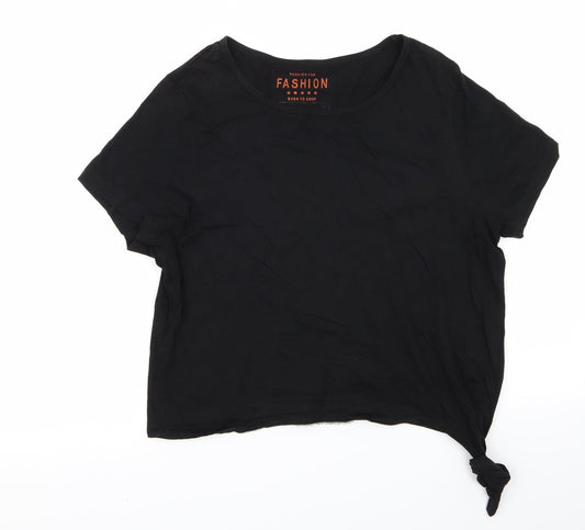 Womens UK Size 16 Fashion Black Basic T-Shirt