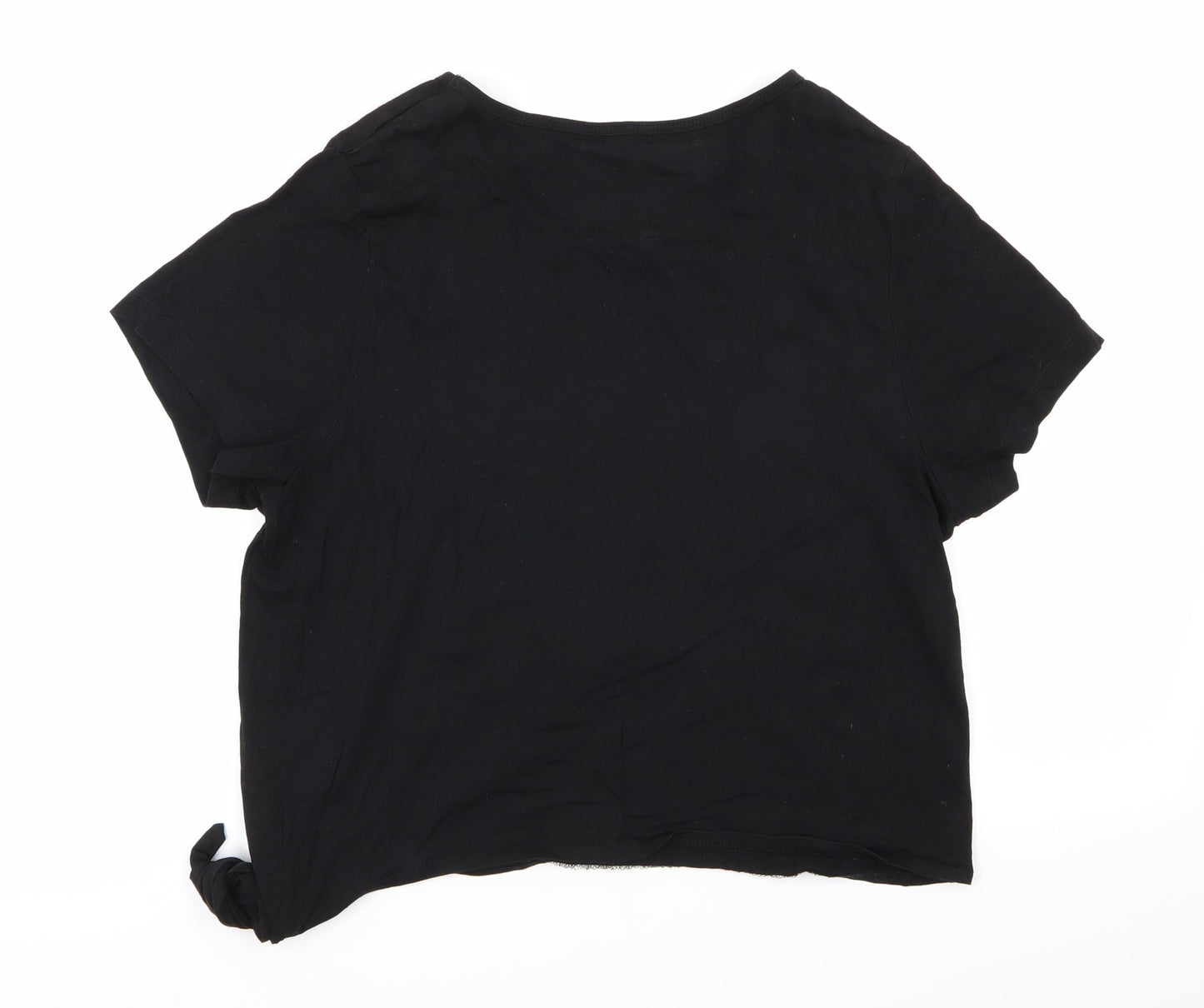 Womens UK Size 16 Fashion Black Basic T-Shirt