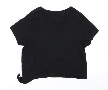 Womens UK Size 16 Fashion Black Basic T-Shirt