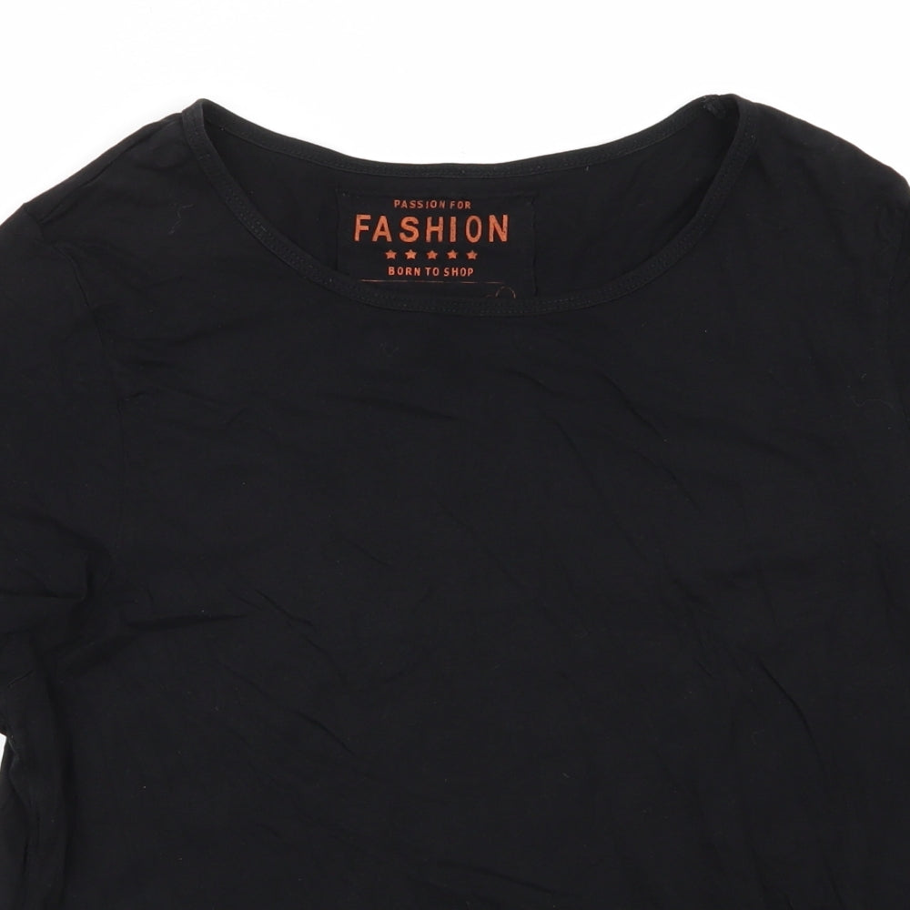 Womens UK Size 16 Fashion Black Basic T-Shirt