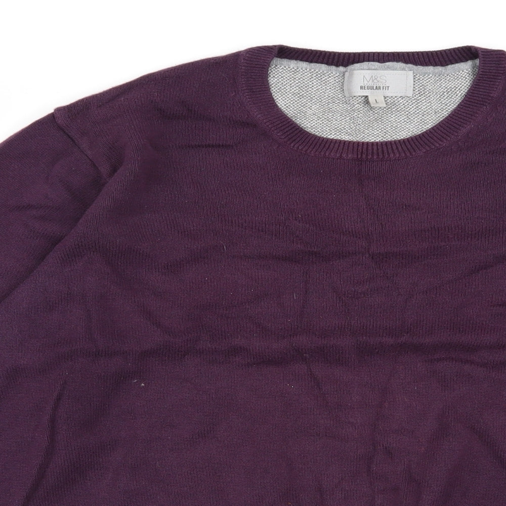 M&S Mens Purple   Pullover Jumper Size L