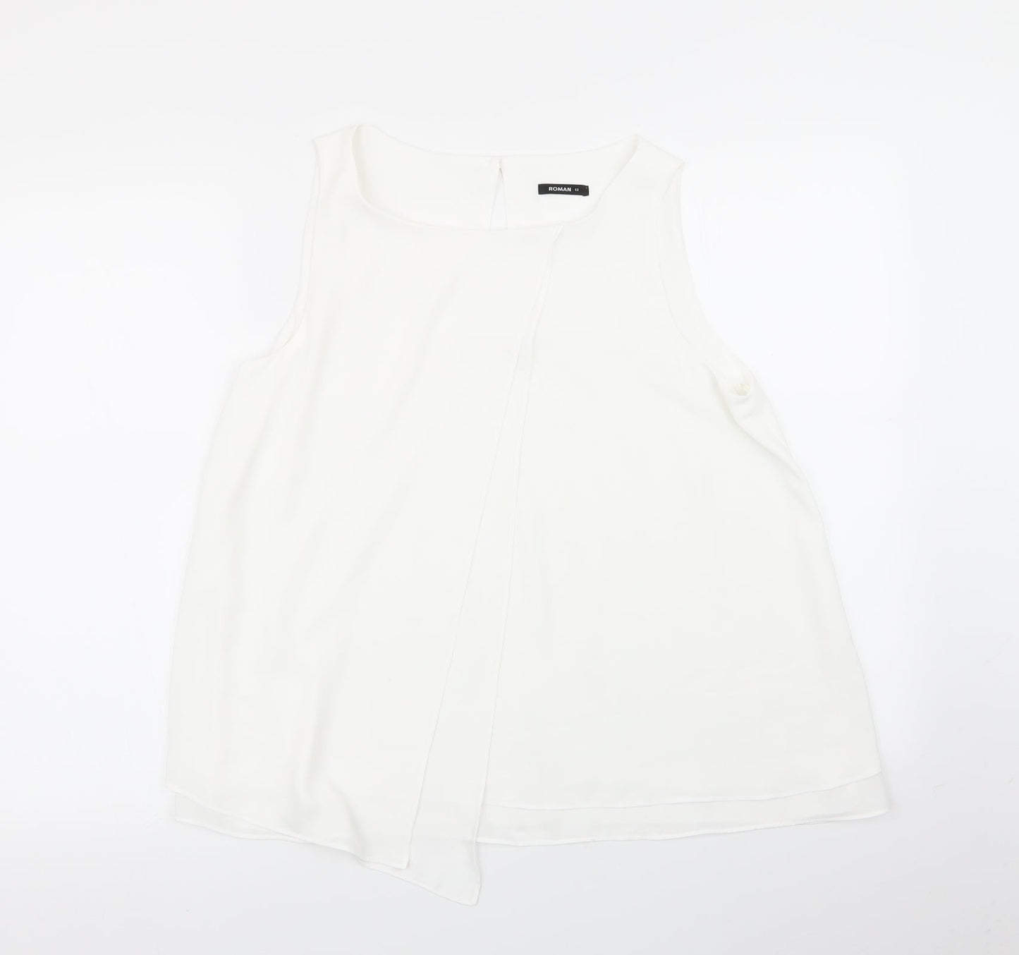 Womens UK Size 12 Roman White Basic Blouse