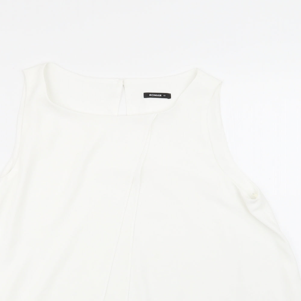 Womens UK Size 12 Roman White Basic Blouse
