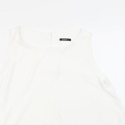 Womens UK Size 12 Roman White Basic Blouse