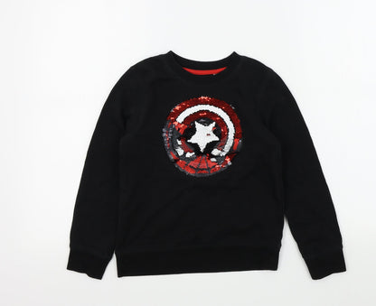H&M Girls Black Colourblock  Pullover Jumper Size 8-9 Years