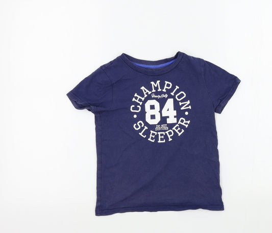 M&S Girls Blue Colourblock  Basic T-Shirt Size 5-6 Years