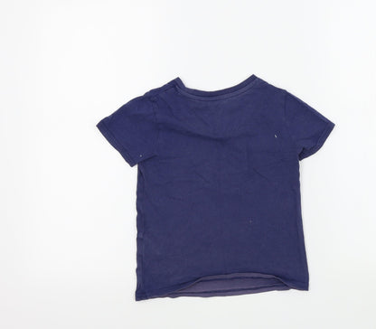 M&S Girls Blue Colourblock  Basic T-Shirt Size 5-6 Years