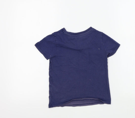 M&S Girls Blue Colourblock  Basic T-Shirt Size 5-6 Years