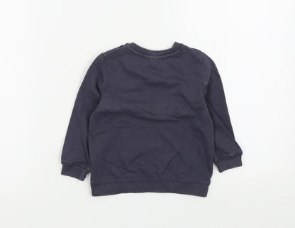 so cute Boys Grey Colourblock  Pullover Jumper Size 12-18 Months