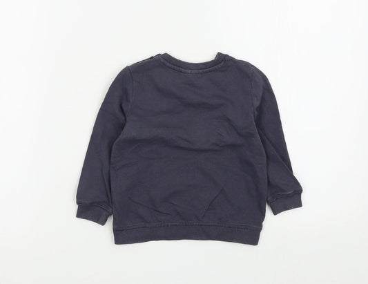 so cute Boys Grey Colourblock  Pullover Jumper Size 12-18 Months