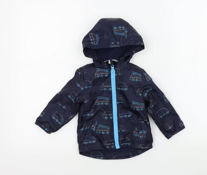peackocks Boys Blue Geometric  Basic Jacket Coat