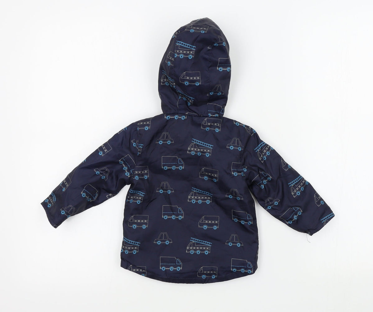 peackocks Boys Blue Geometric  Basic Jacket Coat