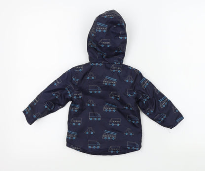 peackocks Boys Blue Geometric  Basic Jacket Coat
