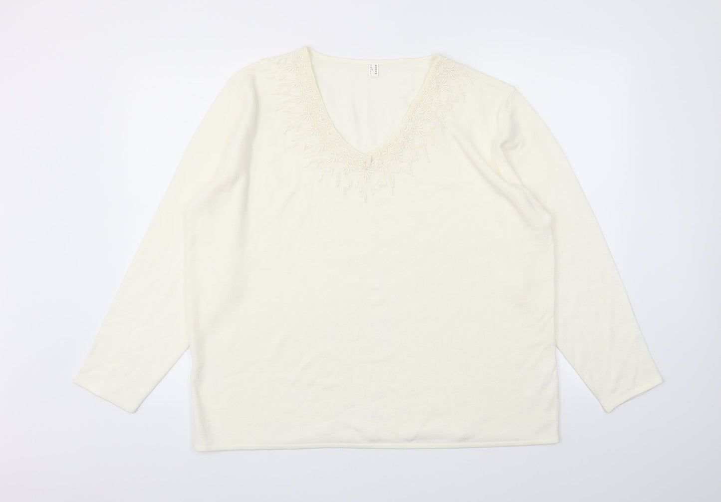 Womens UK Size 24 Preworn Ivory Basic T-Shirt