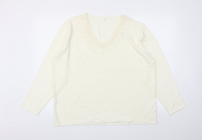 Womens UK Size 24 Preworn Ivory Basic T-Shirt