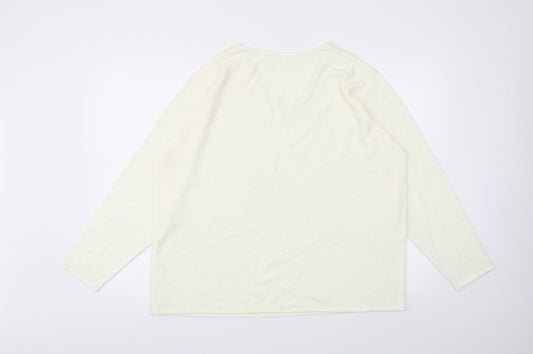 Womens UK Size 24 Preworn Ivory Basic T-Shirt