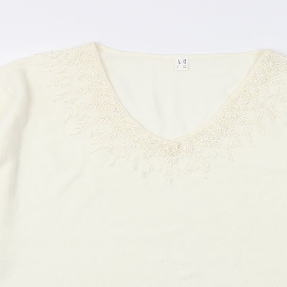 Womens UK Size 24 Preworn Ivory Basic T-Shirt