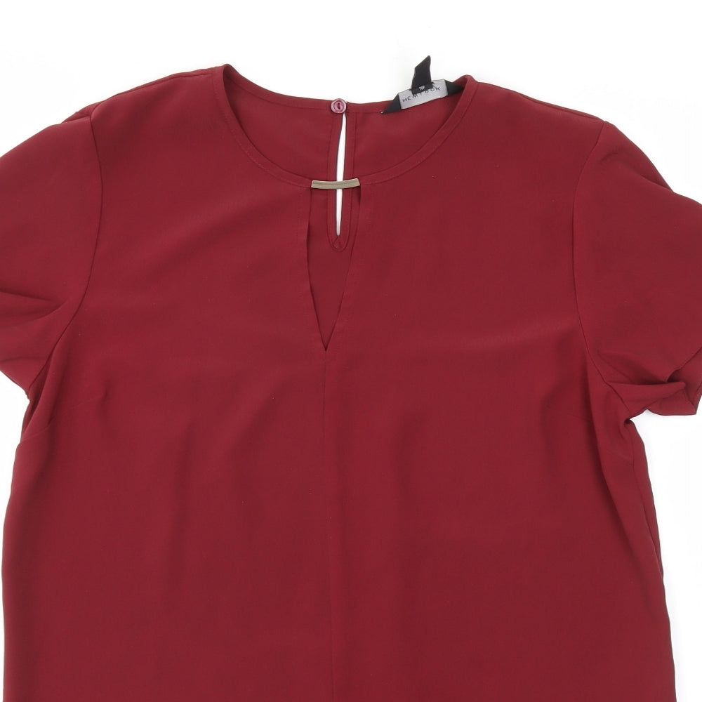 Womens UK Size 10 New Look Red Basic T-Shirt