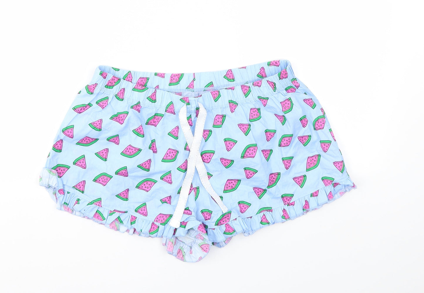 Primark Womens Blue Geometric  Cut-Off Shorts Size S - Stretch waistband