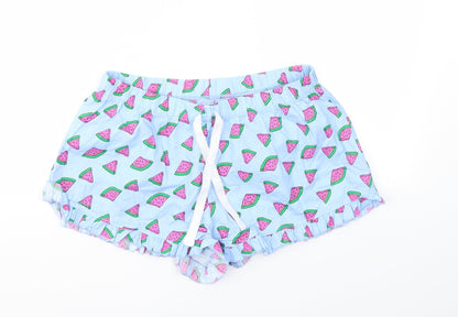 Primark Womens Blue Geometric  Cut-Off Shorts Size S - Stretch waistband