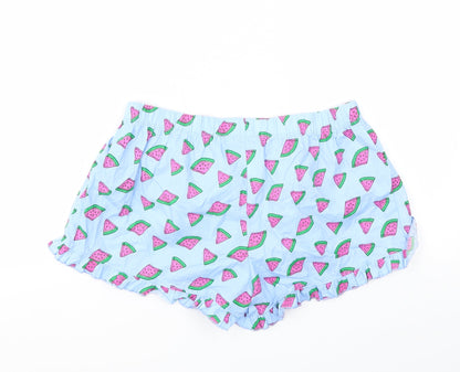 Primark Womens Blue Geometric  Cut-Off Shorts Size S - Stretch waistband