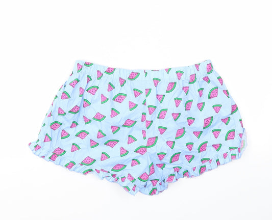 Primark Womens Blue Geometric  Cut-Off Shorts Size S - Stretch waistband