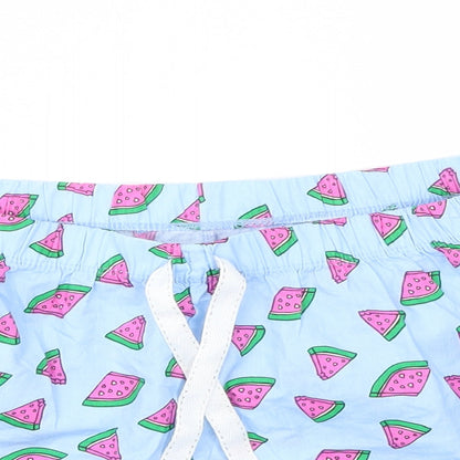 Primark Womens Blue Geometric  Cut-Off Shorts Size S - Stretch waistband