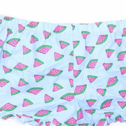 Primark Womens Blue Geometric  Cut-Off Shorts Size S - Stretch waistband