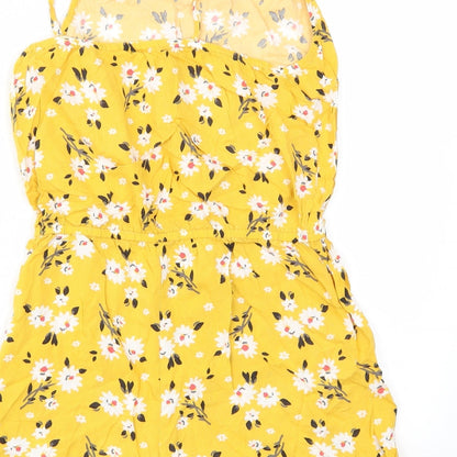 Matalan Girls Yellow Floral  Bodysuit One-Piece Size 14 Years