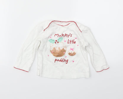 George Girls White   Basic T-Shirt Size 6-9 Months
