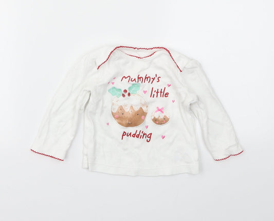 George Girls White   Basic T-Shirt Size 6-9 Months