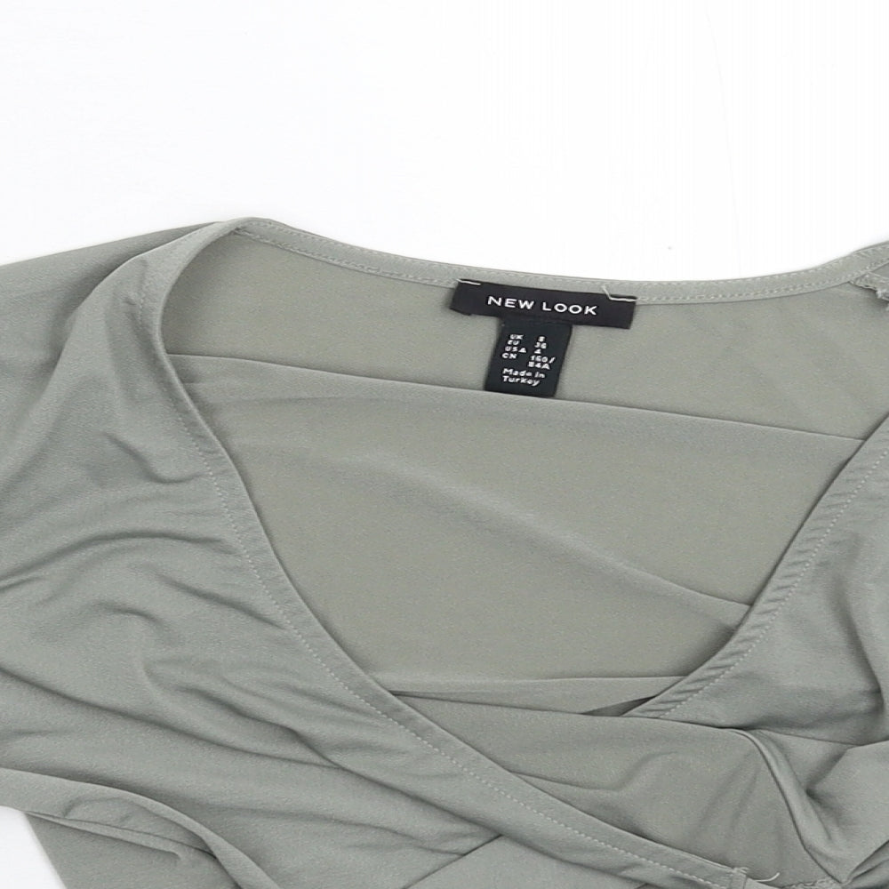 Womens UK Size 8 New Look Grey Basic Blouse