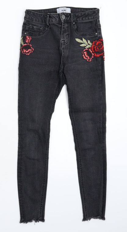 New Look Womens Black Floral Denim Jegging Jeans Size 6 L25 in