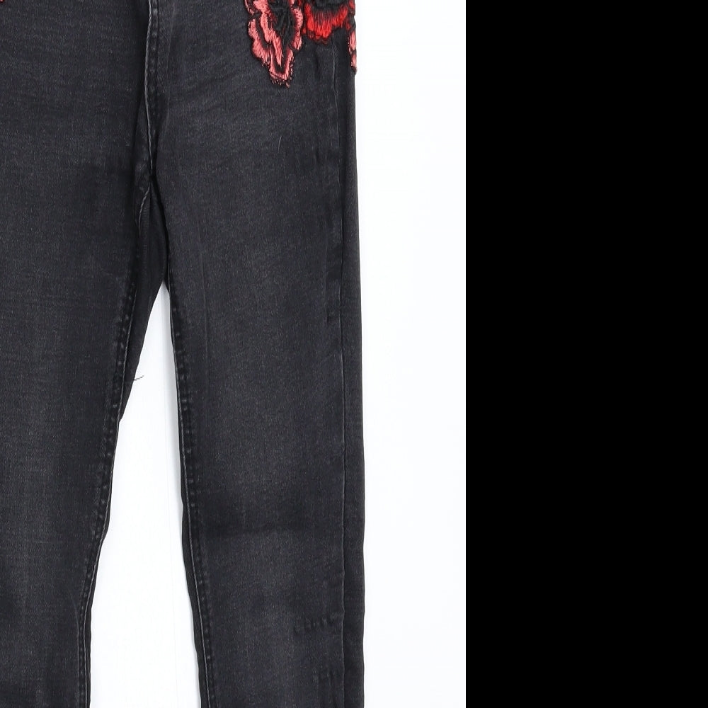 New Look Womens Black Floral Denim Jegging Jeans Size 6 L25 in