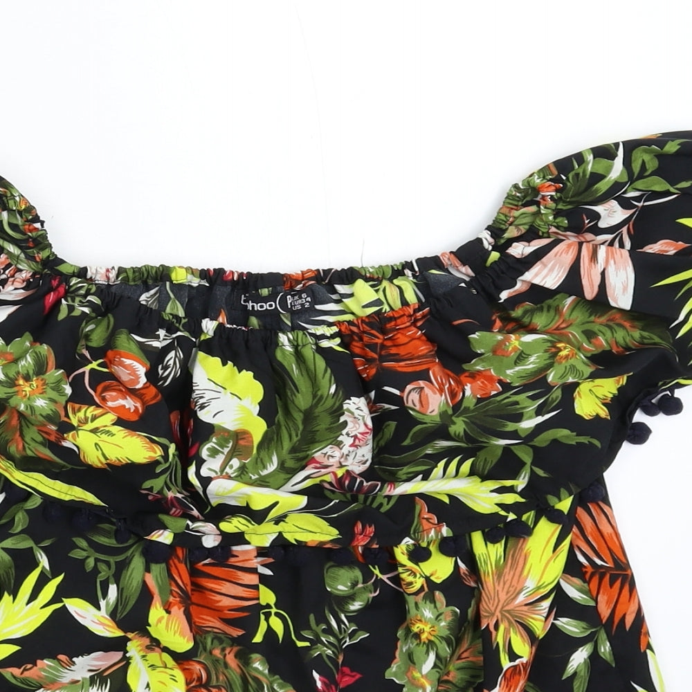 Boohoo Womens Multicoloured Floral  Basic Blouse Size 6
