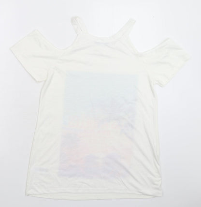 Womens UK Size 12 South White Basic T-Shirt